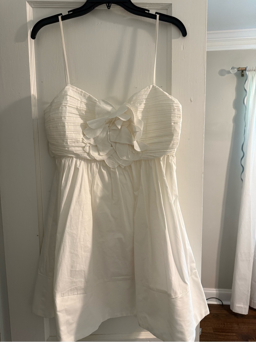 As It May White Dress with Floral Appliqué